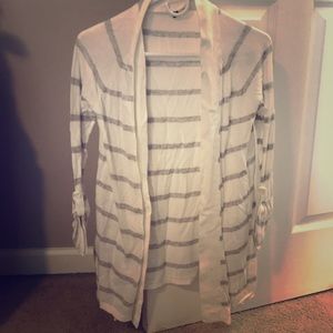 White and grey cardigan